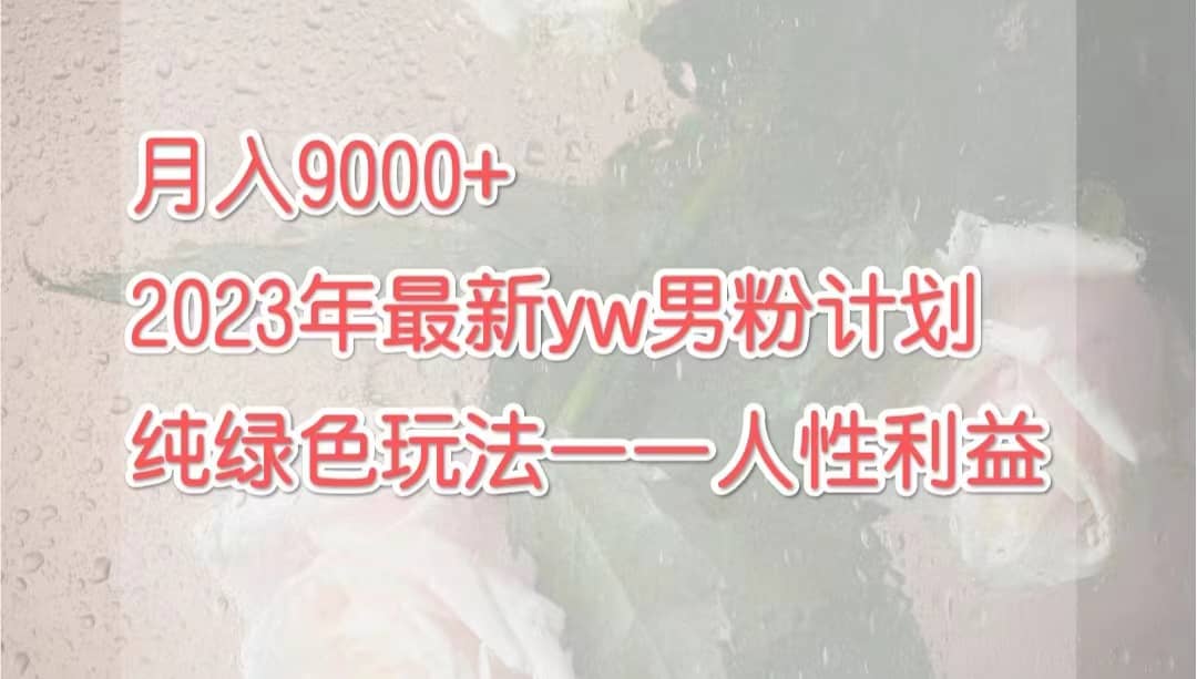 月入9000+2023年9月最新yw男粉计划绿色玩法——人性之利益去创吧-网创项目资源站-副业项目-创业项目-搞钱项目黑蛋搞钱