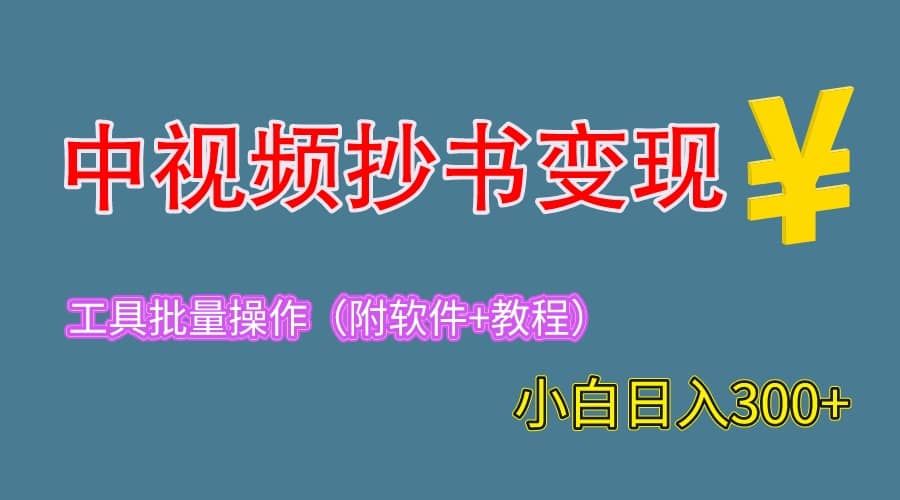 2023中视频抄书变现（附工具+教程），一天300+，特别适合新手操作的副业去创吧-网创项目资源站-副业项目-创业项目-搞钱项目黑蛋搞钱