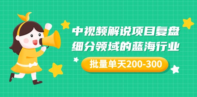 某付费文章：中视频解说项目复盘：细分领域的蓝海行业 批量单天200-300收益去创吧-网创项目资源站-副业项目-创业项目-搞钱项目黑蛋搞钱