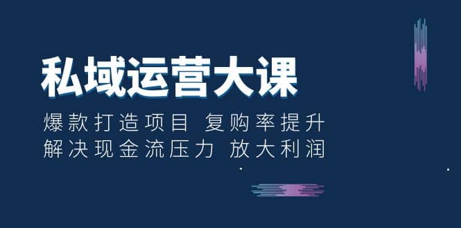私域运营大课：爆款打造项目 复购率提升 解决现金流压力 放大利润去创吧-网创项目资源站-副业项目-创业项目-搞钱项目黑蛋搞钱