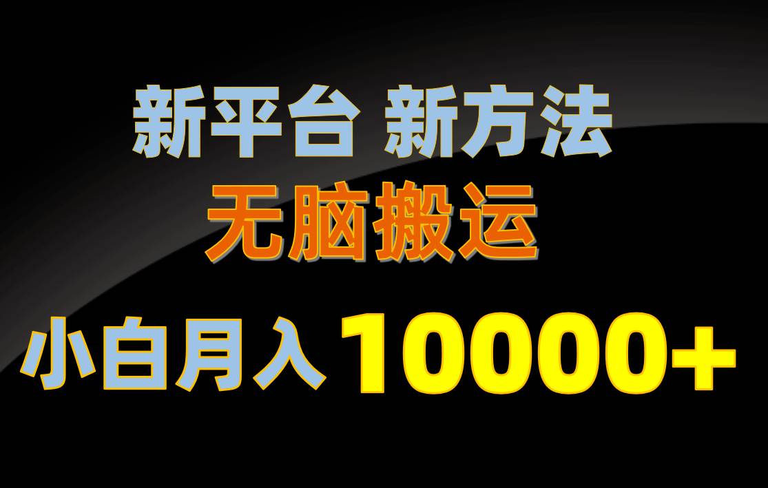 新平台新方法，无脑搬运，月赚10000+，小白轻松上手不动脑去创吧-网创项目资源站-副业项目-创业项目-搞钱项目黑蛋搞钱