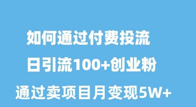 如何通过付费投流日引流100+创业粉月变现5W+去创吧-网创项目资源站-副业项目-创业项目-搞钱项目黑蛋搞钱