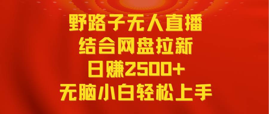无人直播野路子结合网盘拉新，日赚2500+多平台变现，小白无脑轻松上手操作去创吧-网创项目资源站-副业项目-创业项目-搞钱项目黑蛋搞钱