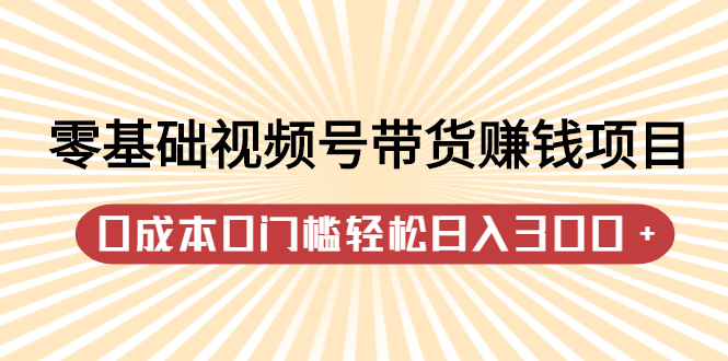 零基础视频号带货赚钱项目，0成本0门槛轻松日入300+【视频教程】去创吧-网创项目资源站-副业项目-创业项目-搞钱项目黑蛋搞钱