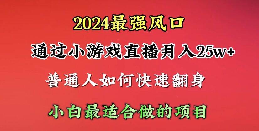 2024年最强风口，通过小游戏直播月入25w+单日收益5000+小白最适合做的项目去创吧-网创项目资源站-副业项目-创业项目-搞钱项目黑蛋搞钱