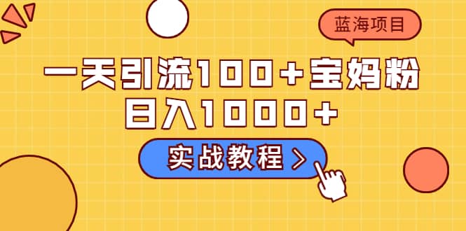 一天引流100+宝妈粉，日入1000+的蓝海项目（实战教程）去创吧-网创项目资源站-副业项目-创业项目-搞钱项目黑蛋搞钱