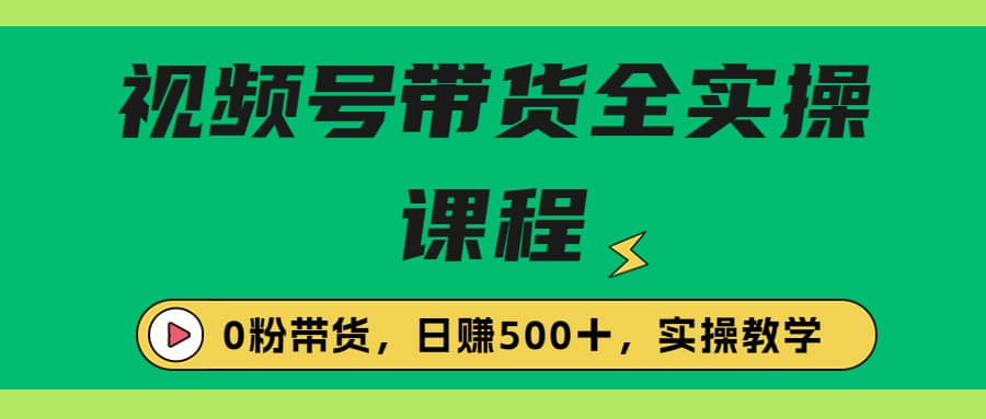 收费1980的视频号带货保姆级全实操教程，0粉带货去创吧-网创项目资源站-副业项目-创业项目-搞钱项目黑蛋搞钱