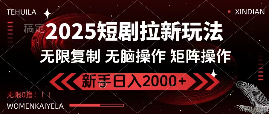 2025短剧拉新玩法，无需注册登录，无限0撸，无脑批量操作日入2000+去创吧-网创项目资源站-副业项目-创业项目-搞钱项目黑蛋搞钱