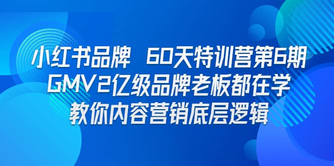 小红书品牌 60天特训营第6期 GMV2亿级品牌老板都在学 教你内容营销底层逻辑去创吧-网创项目资源站-副业项目-创业项目-搞钱项目黑蛋搞钱