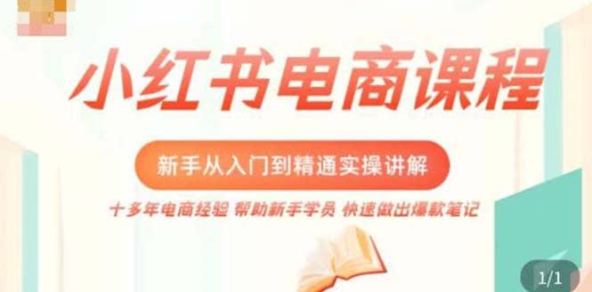 小红书电商新手入门到精通实操课，从入门到精通做爆款笔记，开店运营去创吧-网创项目资源站-副业项目-创业项目-搞钱项目黑蛋搞钱