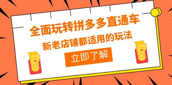 全面玩转拼多多直通车，新老店铺都适用的玩法（12节精华课）去创吧-网创项目资源站-副业项目-创业项目-搞钱项目黑蛋搞钱