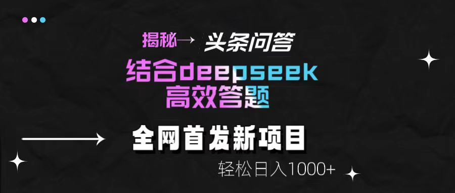 揭秘头条问答新玩法！结合deepseek高效答题，轻松日入1000+去创吧-网创项目资源站-副业项目-创业项目-搞钱项目黑蛋搞钱