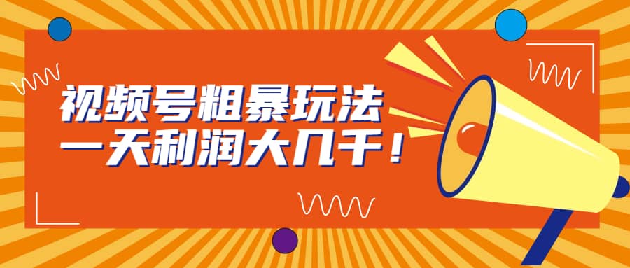 视频号粗暴玩法，一天利润大几千去创吧-网创项目资源站-副业项目-创业项目-搞钱项目黑蛋搞钱