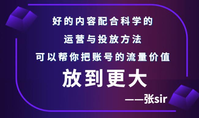 张sir账号流量增长课，告别海王流量，让你的流量更精准去创吧-网创项目资源站-副业项目-创业项目-搞钱项目黑蛋搞钱