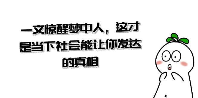 某公众号付费文章《一文 惊醒梦中人，这才是当下社会能让你发达的真相》去创吧-网创项目资源站-副业项目-创业项目-搞钱项目黑蛋搞钱