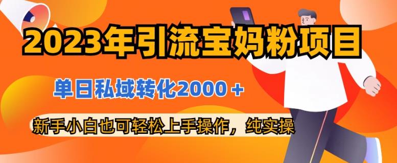 2023年引流宝妈粉项目，单日私域转化2000＋，新手小白也可轻松上手操作，纯实操去创吧-网创项目资源站-副业项目-创业项目-搞钱项目黑蛋搞钱