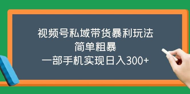 视频号私域带货暴利玩法，简单粗暴去创吧-网创项目资源站-副业项目-创业项目-搞钱项目黑蛋搞钱