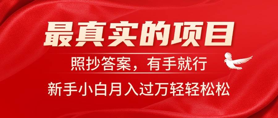 最真实的项目，照抄答案，有手就行，新手小白月入过万轻轻松松去创吧-网创项目资源站-副业项目-创业项目-搞钱项目黑蛋搞钱