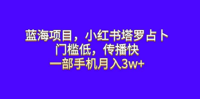 蓝海项目，小红书塔罗占卜，门槛低，传播快，一部手机月入3w+去创吧-网创项目资源站-副业项目-创业项目-搞钱项目黑蛋搞钱