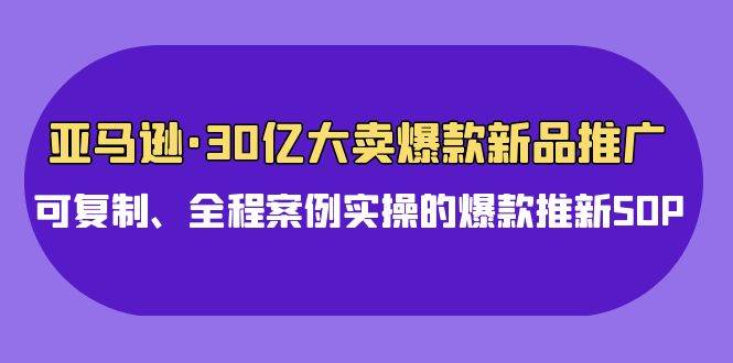 亚马逊30亿·大卖爆款新品推广，可复制、全程案例实操的爆款推新SOP去创吧-网创项目资源站-副业项目-创业项目-搞钱项目黑蛋搞钱