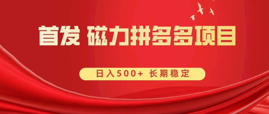 首发 磁力拼多多自撸  日入500+去创吧-网创项目资源站-副业项目-创业项目-搞钱项目黑蛋搞钱