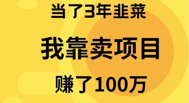 当了3年韭菜，我靠卖项目赚了100万去创吧-网创项目资源站-副业项目-创业项目-搞钱项目黑蛋搞钱