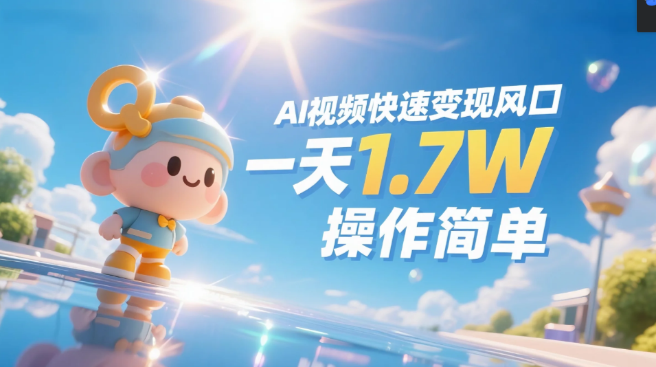 《Ai视频变现风口，一天1.7W，收入无上限，操作简单》去创吧-网创项目资源站-副业项目-创业项目-搞钱项目黑蛋搞钱