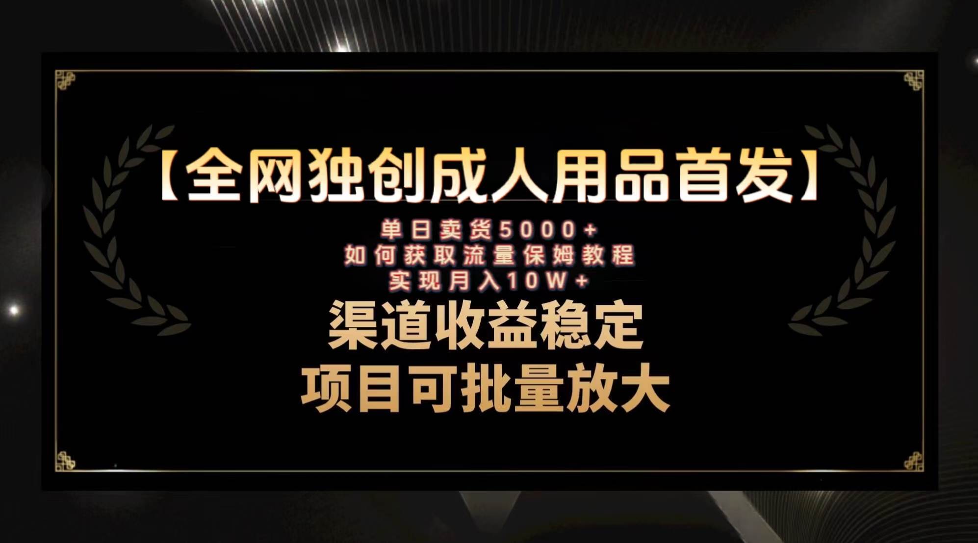 最新全网独创首发，成人用品赛道引流获客，月入10w保姆级教程去创吧-网创项目资源站-副业项目-创业项目-搞钱项目黑蛋搞钱