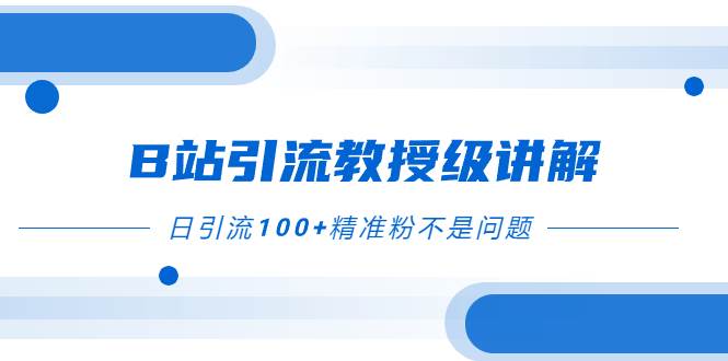 B站引流教授级讲解，细节满满，日引流100+精准粉不是问题去创吧-网创项目资源站-副业项目-创业项目-搞钱项目黑蛋搞钱