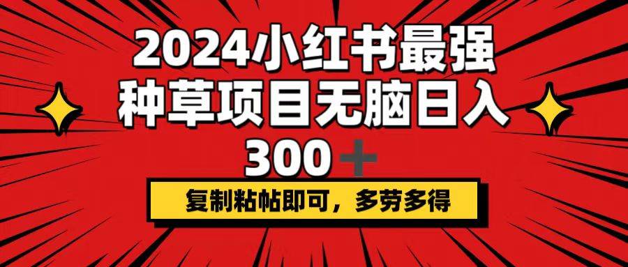 2024小红书最强种草项目，无脑日入300+，复制粘帖即可，多劳多得去创吧-网创项目资源站-副业项目-创业项目-搞钱项目黑蛋搞钱