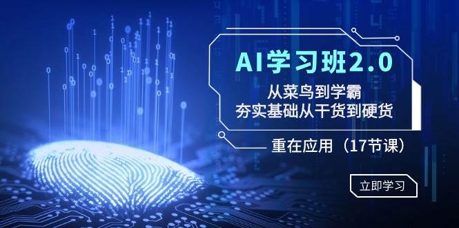 AI学习班2.0：从菜鸟到学霸，夯实基础从干货到硬货，重在应用（17节课）去创吧-网创项目资源站-副业项目-创业项目-搞钱项目黑蛋搞钱