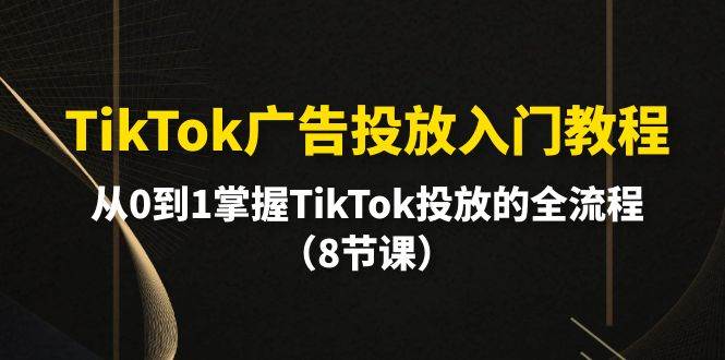 TikTok广告投放入门教程，从0到1掌握TikTok投放的全流程（8节课）去创吧-网创项目资源站-副业项目-创业项目-搞钱项目黑蛋搞钱