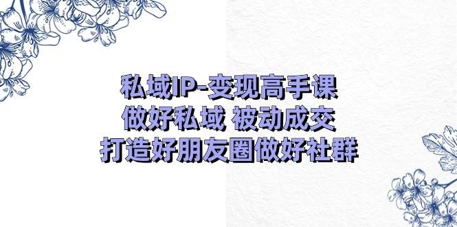 私域IP-变现高手课：做好私域 被动成交，打造好朋友圈做好社群（18节）去创吧-网创项目资源站-副业项目-创业项目-搞钱项目黑蛋搞钱