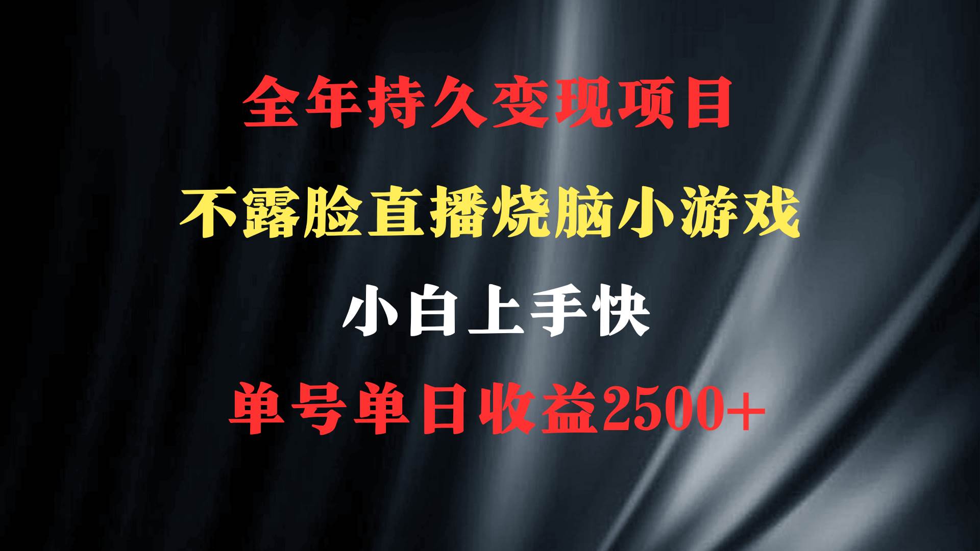 2024年 最优项目，烧脑小游戏不露脸直播  小白上手快 无门槛 一天收益2500+去创吧-网创项目资源站-副业项目-创业项目-搞钱项目黑蛋搞钱