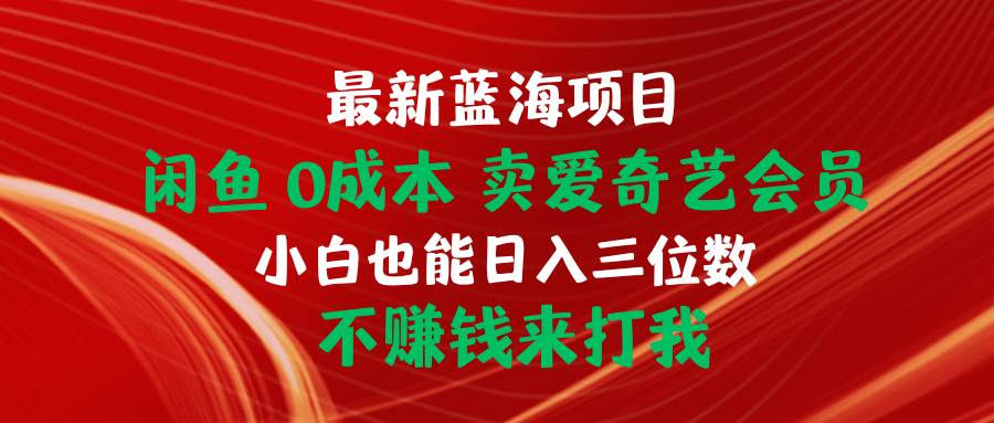 最新蓝海项目 闲鱼0成本 卖爱奇艺会员 小白也能入三位数 不赚钱来打我去创吧-网创项目资源站-副业项目-创业项目-搞钱项目黑蛋搞钱
