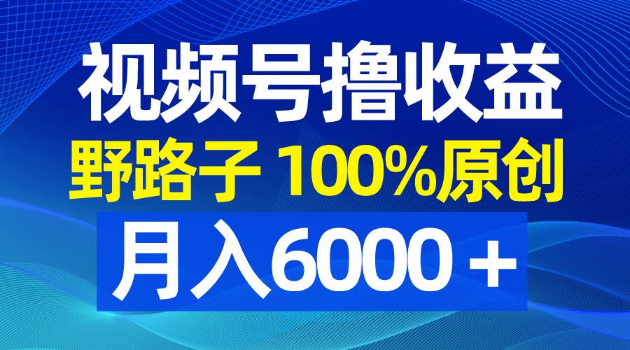 视频号野路子撸收益，100%原创，条条爆款，月入6000＋去创吧-网创项目资源站-副业项目-创业项目-搞钱项目黑蛋搞钱