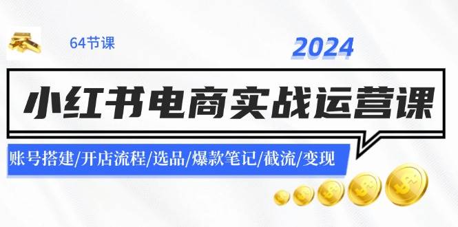2024小红书电商实战运营课：账号搭建/开店流程/选品/爆款笔记/截流/变现去创吧-网创项目资源站-副业项目-创业项目-搞钱项目黑蛋搞钱