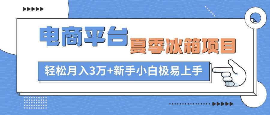 电商平台夏季冰箱项目，轻松月入3万+，新手小白极易上手去创吧-网创项目资源站-副业项目-创业项目-搞钱项目黑蛋搞钱