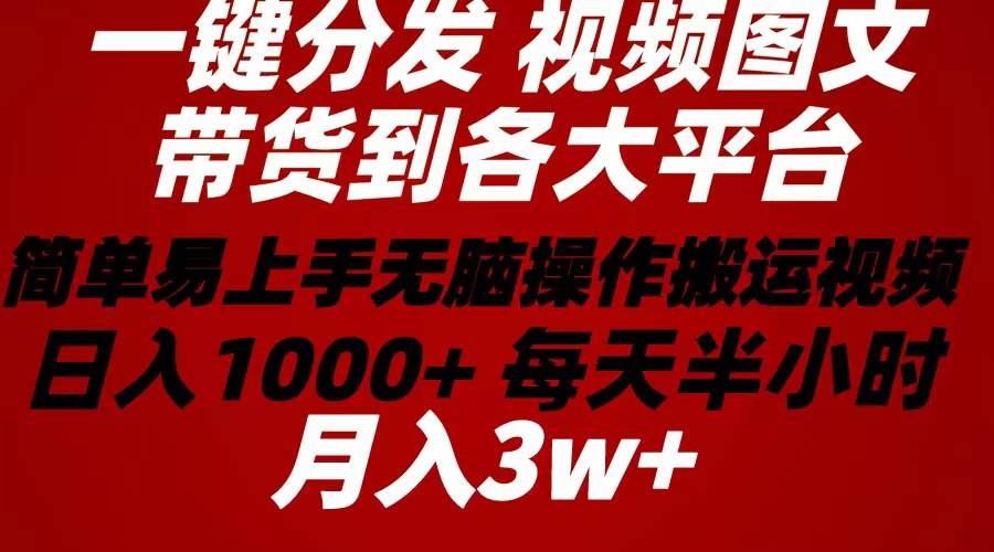 2024年 一键分发带货图文视频  简单易上手 无脑赚收益 每天半小时日入1…去创吧-网创项目资源站-副业项目-创业项目-搞钱项目黑蛋搞钱