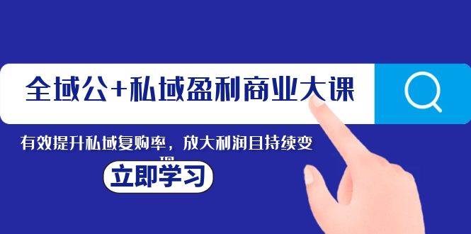 全域公+私域盈利商业大课，有效提升私域复购率，放大利润且持续变现去创吧-网创项目资源站-副业项目-创业项目-搞钱项目黑蛋搞钱