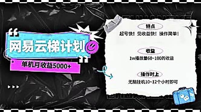 2024网易云云梯计划 单机日300+ 无脑月入5000+去创吧-网创项目资源站-副业项目-创业项目-搞钱项目黑蛋搞钱