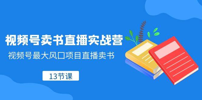 视频号-卖书直播实战营，视频号最大风囗项目直播卖书（13节课）去创吧-网创项目资源站-副业项目-创业项目-搞钱项目黑蛋搞钱