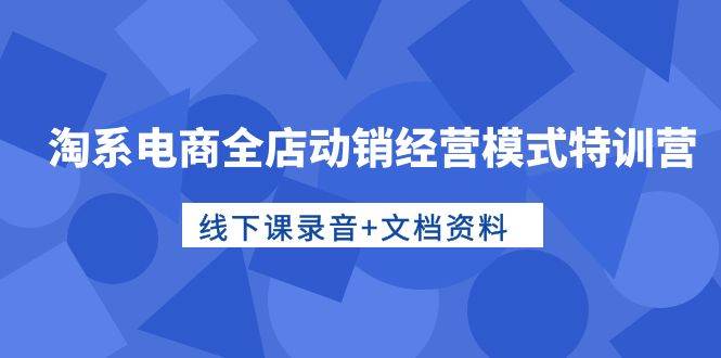 淘系电商全店动销经营模式特训营，线下课录音+文档资料去创吧-网创项目资源站-副业项目-创业项目-搞钱项目黑蛋搞钱