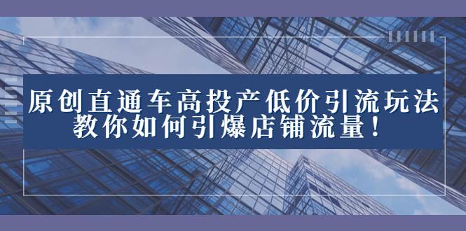2023直通车高投产低价引流玩法，教你如何引爆店铺流量！去创吧-网创项目资源站-副业项目-创业项目-搞钱项目黑蛋搞钱