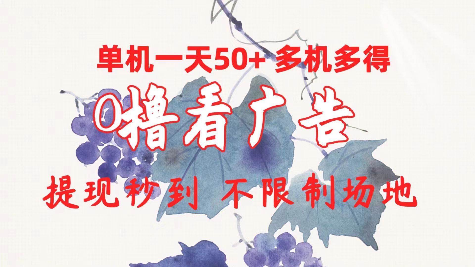 0撸看广告 单机一天50+多机多得 提现秒到 不限制场地操作去创吧-网创项目资源站-副业项目-创业项目-搞钱项目黑蛋搞钱