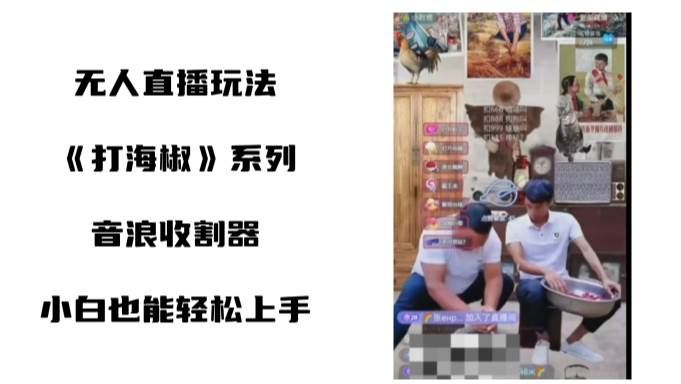 打海椒无人直播整蛊项目，小白轻松上手撸音浪收割器（教程+工具+素材）去创吧-网创项目资源站-副业项目-创业项目-搞钱项目黑蛋搞钱
