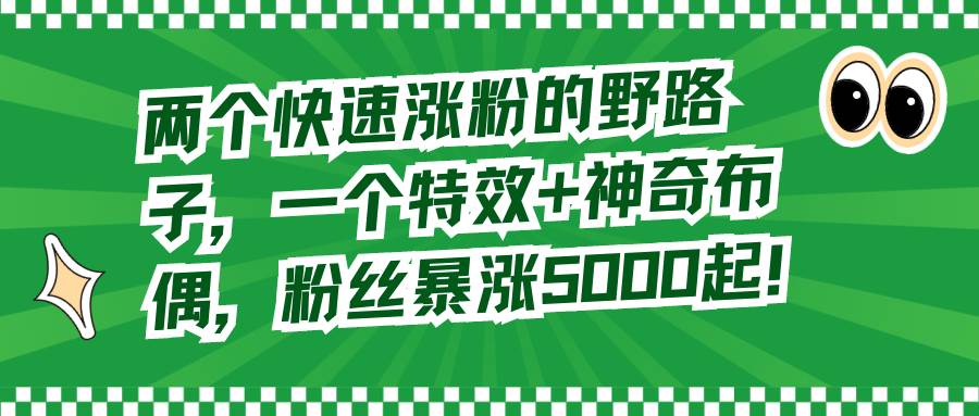 两个快速涨粉的野路子，一个特效+神奇布偶，粉丝暴涨5000起！去创吧-网创项目资源站-副业项目-创业项目-搞钱项目黑蛋搞钱