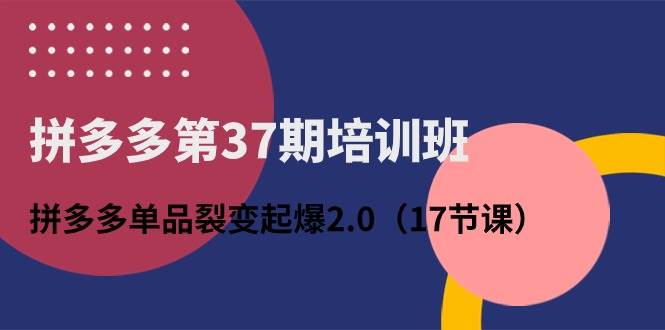 拼多多第37期培训班：拼多多单品裂变起爆2.0（17节课）去创吧-网创项目资源站-副业项目-创业项目-搞钱项目黑蛋搞钱