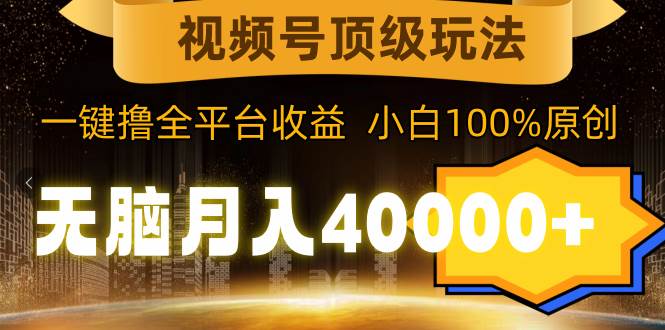 视频号顶级玩法，无脑月入40000+，一键撸全平台收益，纯小白也能100%原创去创吧-网创项目资源站-副业项目-创业项目-搞钱项目黑蛋搞钱