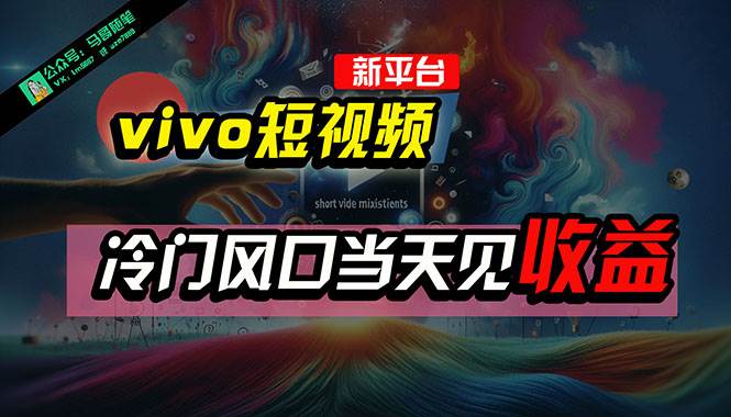 全新平台vivo短视频，新风口AI混剪无脑搬运，冷门风口当天见收益，7天…去创吧-网创项目资源站-副业项目-创业项目-搞钱项目黑蛋搞钱